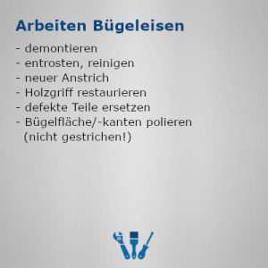 Arbeiten an Bügeleisen, Aufzählung