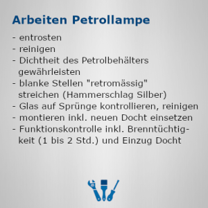 Arbeiten Petrollampe