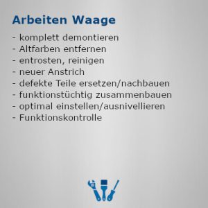 Arbeiten an Waage, Aufzählung